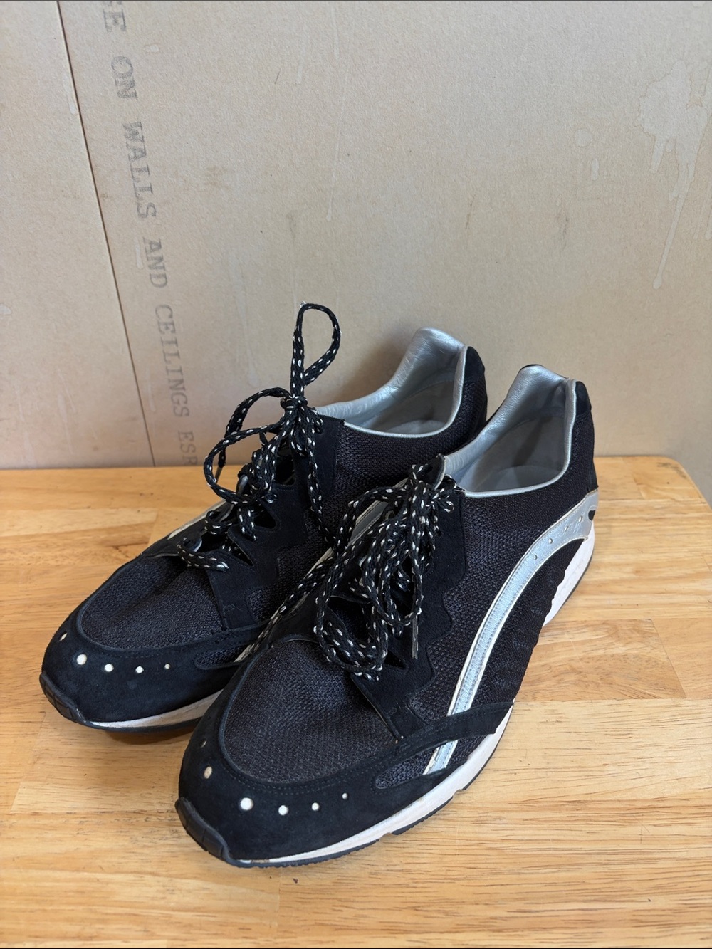 Chanel Black and Silver Suede And Mesh Sneakers Size 8.5